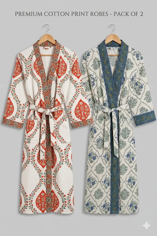 Bathrobe_Blue_And_Orange_Flower_Bathrobe_Soft_And_Elegant