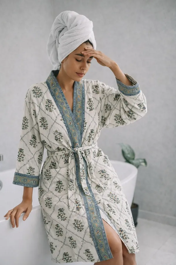 Bathrobe_Blue_And_Orange_Flower_Bathrobe_Soft_And_Elegant