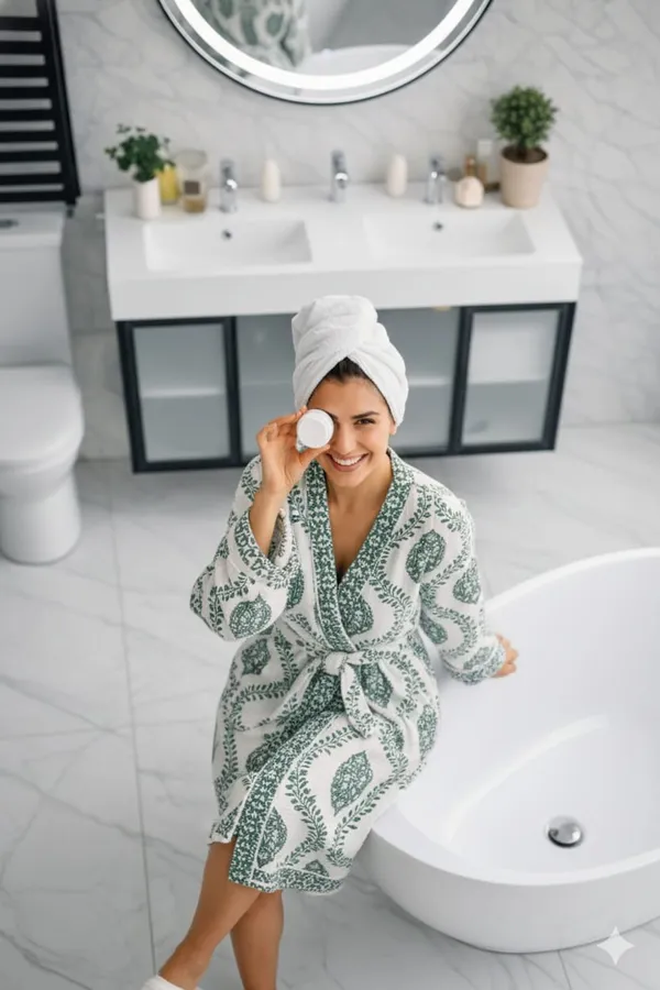 Bathrobe_Green_Leaf_Bathrobe_Soft_And_Elegant