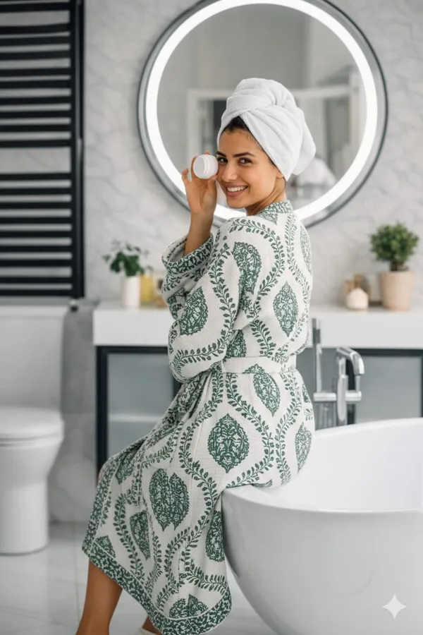 Bathrobe_Green_Leaf_Bathrobe_Soft_And_Elegant