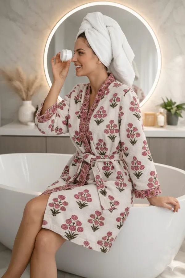 Bathrobe_Pink_Flower_Bathrobe_Soft_And_Elegant