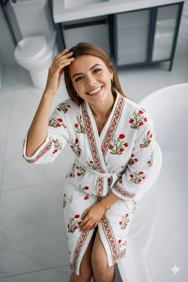 Bathrobe_Red_Flower_Bathrobe_Soft_And_Elegant