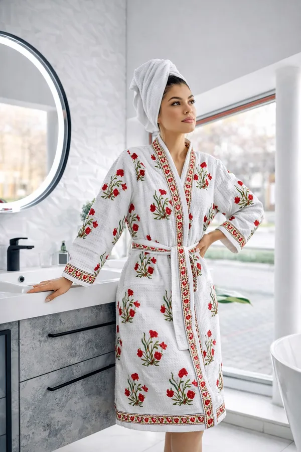 Bathrobe_Red_Flower_Bathrobe_Soft_And_Elegant
