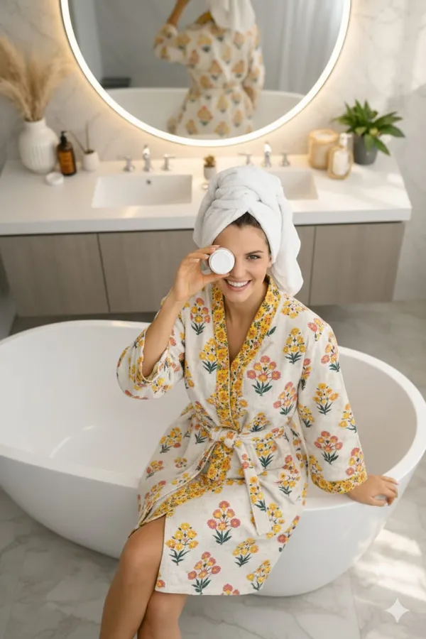 Bathrobe_Red_And_Yellow_Flower_Bathrobe_Soft_And_Elegant
