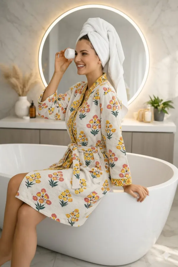 Bathrobe_Red_And_Yellow_Flower_Bathrobe_Soft_And_Elegant