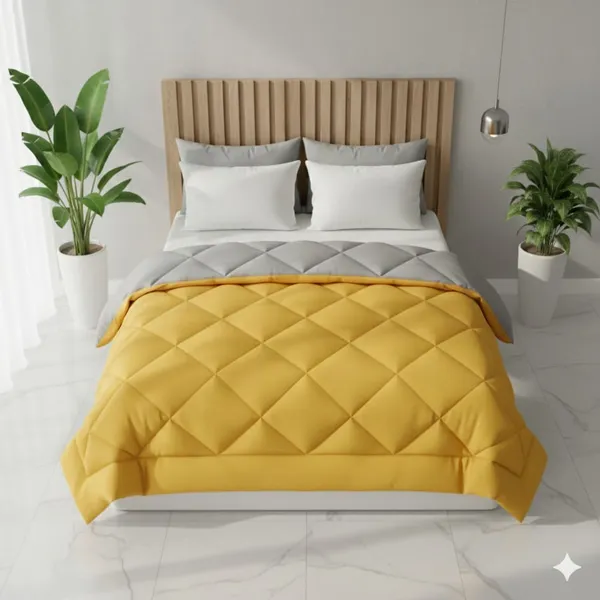 Comforter_170_Gsm_Reversible_Comforter_Yellow_And_Grey_Best_Quality