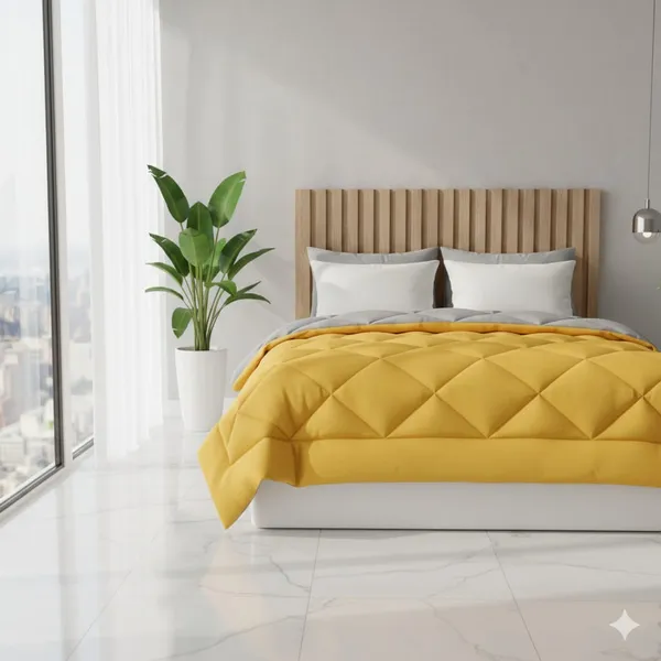 Comforter_170_Gsm_Reversible_Comforter_Yellow_And_Grey_Best_Quality
