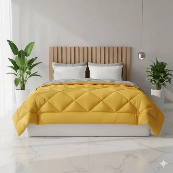 Comforter_170_Gsm_Reversible_Comforter_Yellow_And_Grey_Best_Quality