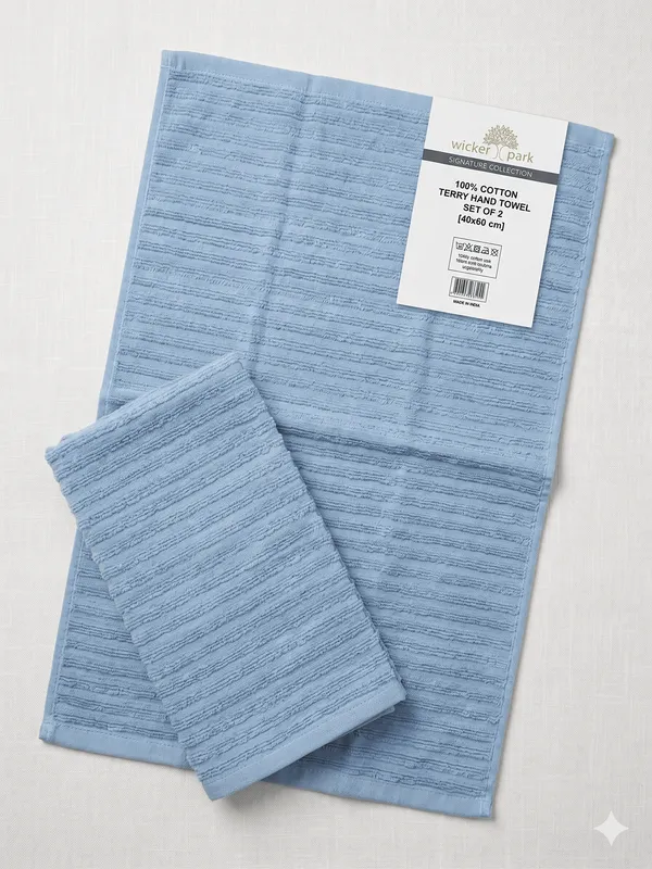 Light_Blue_Hand_Towel_Set_Of_2_|_Soft_|_100%_Cotton_|_40X60_cm