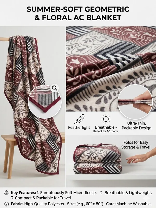 Maroon_AC_Blanket_Single_bed_|_Soft_|_Lightweight_|_Velvety|