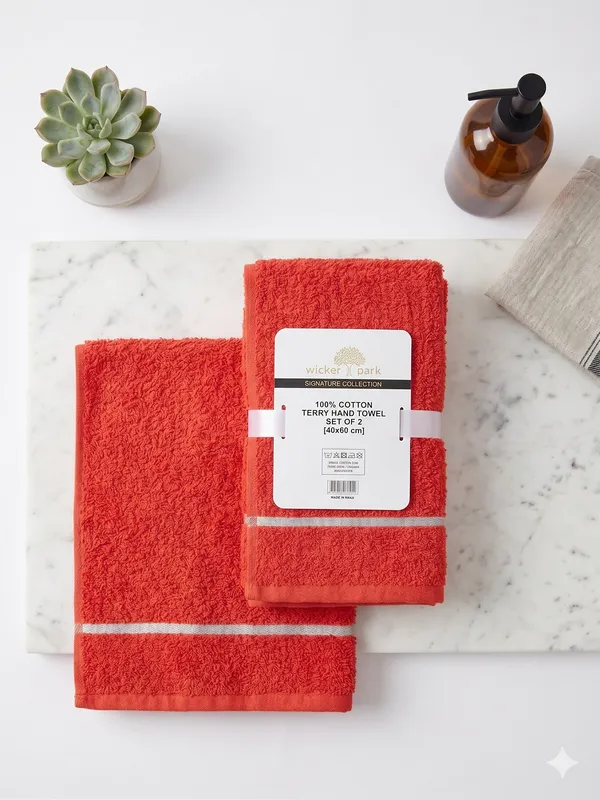 Red_Hand_Towel_Set_Of_2_|_Soft_|_100%_Cotton_|_40X60_cm