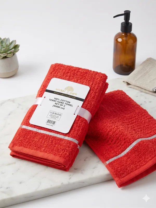 Red_Hand_Towel_Set_Of_2_|_Soft_|_100%_Cotton_|_40X60_cm