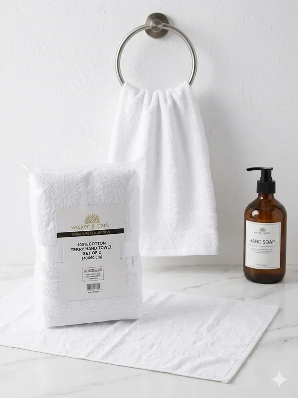 White_Hand_Towel_Set_Of_2_|_Soft_|_100%_Cotton_|_40X60_cm