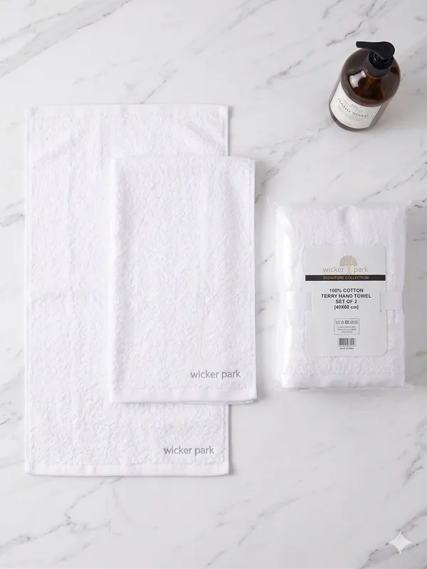 White_Hand_Towel_Set_Of_2_|_Soft_|_100%_Cotton_|_40X60_cm