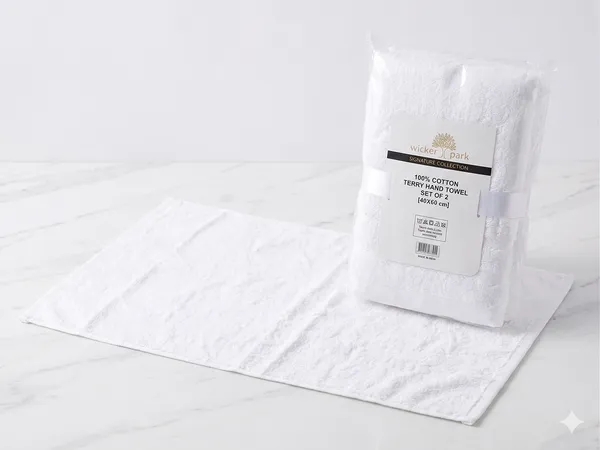 White_Hand_Towel_Set_Of_2_|_Soft_|_100%_Cotton_|_40X60_cm