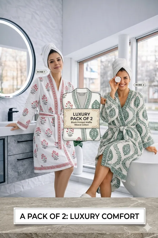 Bathrobe_Green_Leaf_And_Light_Pink_Bathrobe_Soft_And_Elegant