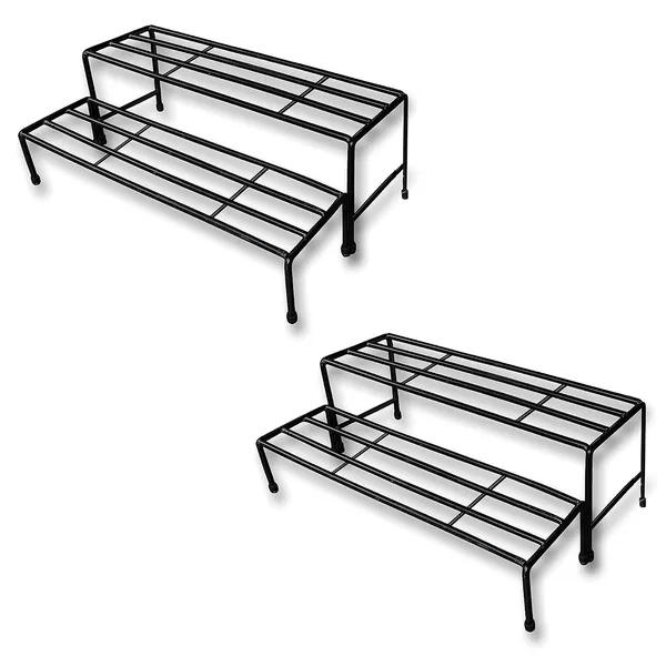 Raj_Ironlands_2_In_1_Step_With_Rubberized_Base_Indoor_Outdoor_Flower_Pot_Plant_Stand_29_Inches_2_5_Feet_Floor_Rack_For_Home_Garden_Balcony_Living_Room_Decor_Set_Of_2_Pcs