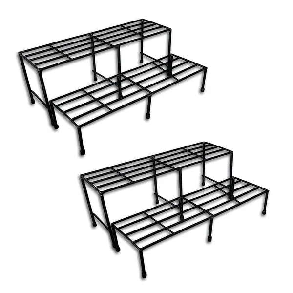 Iron_Lands_Sturdy_2_In_1_Step_With_Rubberized_Base_Indoor_Outdoor_Flower_Pot_Planter_Stand_24_Inches_Length_Floor_Rack_For_Home_Garden_Balcony_Living_Room_Decor_Set_Of_2_Pcs