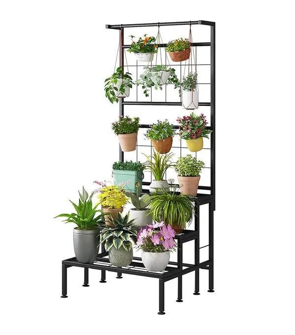Iron_Lands_Solid_3_Tier_Hanging_Plant_Stand_Planter_Shelves_Flower_Pot_Organizer_Rack_Multiple_Flower_Pot_Display_Holder_Shelf_Indoor_Outdoor_Planter_Shelving_Unit_With_Grid_Panel