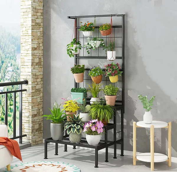 Iron_Lands_Solid_3_Tier_Hanging_Plant_Stand_Planter_Shelves_Flower_Pot_Organizer_Rack_Multiple_Flower_Pot_Display_Holder_Shelf_Indoor_Outdoor_Planter_Shelving_Unit_With_Grid_Panel