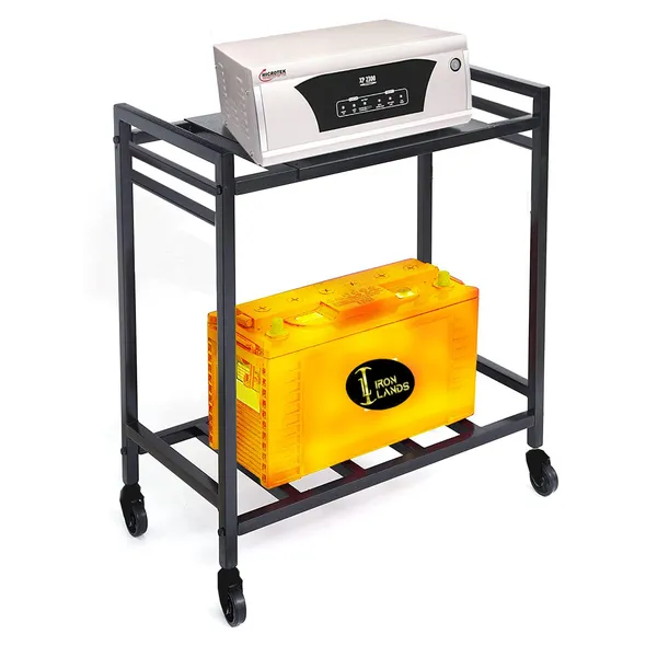 Iron_Lands_2_Tier_Inverter_Stand_With_Wheels_Heavy_Metal_Trolley_Ups_Cpu_Stand_With_Wheels_For_Home_And_Office_Cabinet_With_Shelf