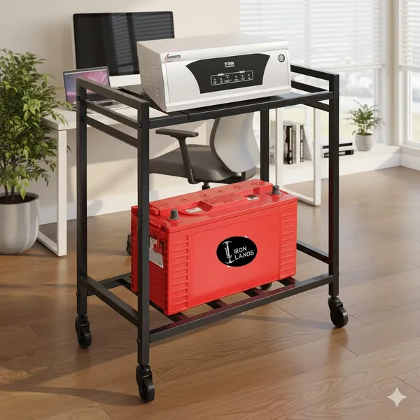 Iron_Lands_2_Tier_Inverter_Stand_With_Wheels_100kg_Load_Capacity_Heavy_Metal_Trolley_Ups_Cpu_Stand_With_Wheels_For_Home_And_Office_Cabinet_With_Shelf