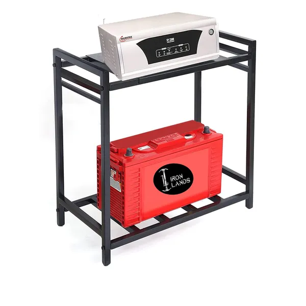 Iron_Lands_2_Tier_Inverter_Stand_100kg_Load_Capacity_Metal_Trolley_Battery_Ups_Cpu_Stand_Cabinet_With_Shelf_For_Home_And_Office