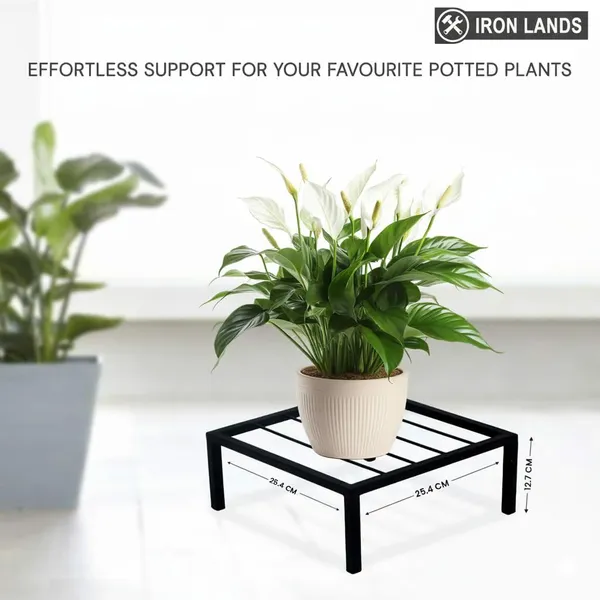 Iron_Lands_Solid_Square_Metal_Plant_Stand_For_Balcony_Garden__Flower_Pot_Holder_For_Indoor_Outdoor_Use_Decorative_Planter_Stand_For_Living_Room_Home_Decor_Pack_Of_4_Black