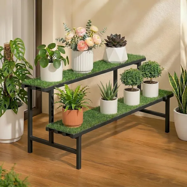 Iron_Lands_Hulk_2_Step_With_Green_Grass_Metal_Pot_Stand_Supports_Up_To_200_Kg_Artificial_Grass_Mat_Included_For_Balcony_Indoor_Outdoor_Garden_Display_Home_Decor_Black