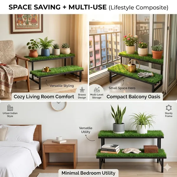 Iron_Lands_Hulk_2_Step_With_Green_Grass_Metal_Pot_Stand_Supports_Up_To_200_Kg_Artificial_Grass_Mat_Included_For_Balcony_Indoor_Outdoor_Garden_Display_Home_Decor_Black