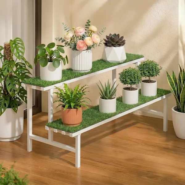 Iron_Lands_Hulk_2_Step_With_Green_Grass_Metal_Pot_Stand_Supports_Up_To_200_Kg_Artificial_Grass_Mat_Included_For_Balcony_Indoor_Outdoor_Garden_Display_Home_Decor_White