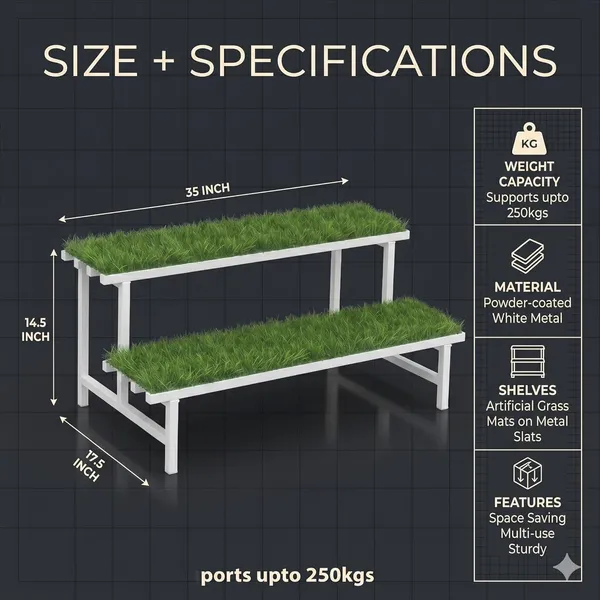 Iron_Lands_Hulk_2_Step_With_Green_Grass_Metal_Pot_Stand_Supports_Up_To_200_Kg_Artificial_Grass_Mat_Included_For_Balcony_Indoor_Outdoor_Garden_Display_Home_Decor_White