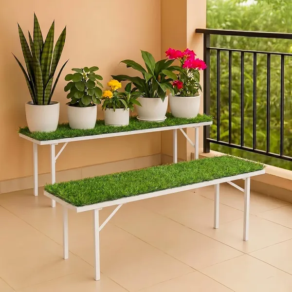 Iron_Lands_Oak_37inch_High_Step_3_Feet_With_Green_Grass_Metal_Pot_Stand_Supports_Up_To_200_Kg_Artificial_Grass_Mat_Included_For_Balcony_Indoor_Outdoor_Garden_Display_Home_Decor_Pack_Of_2_White