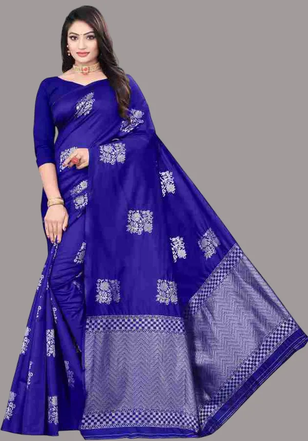 Royal_Blue_Silk_Saree_With_Silver_Motifs_And_Contrast_Border