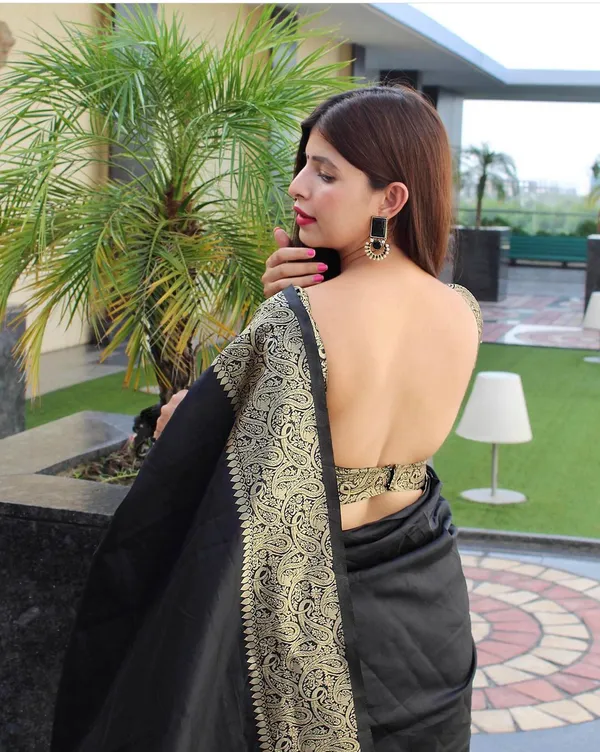 Black_Paisley_Print_Fitted_Saree_Blouse_for_Women