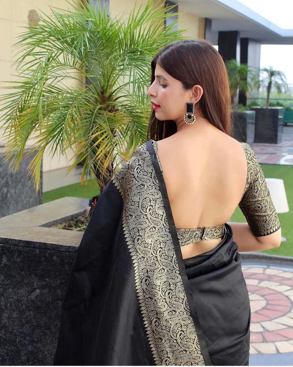 Black_Paisley_Print_Fitted_Saree_Blouse_for_Women
