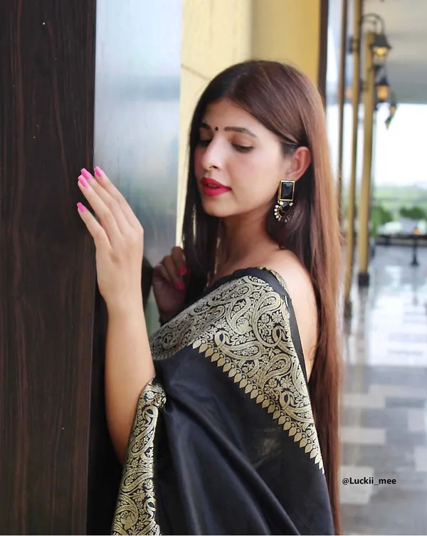 Black_Paisley_Print_Fitted_Saree_Blouse_for_Women