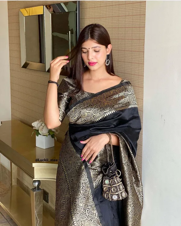 Black_Paisley_Print_Fitted_Saree_Blouse_for_Women
