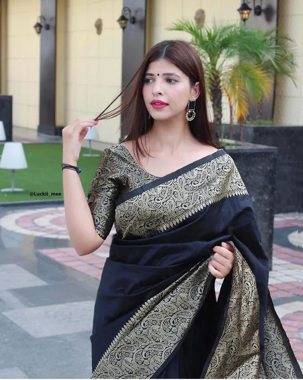 Black_Paisley_Print_Fitted_Saree_Blouse_for_Women