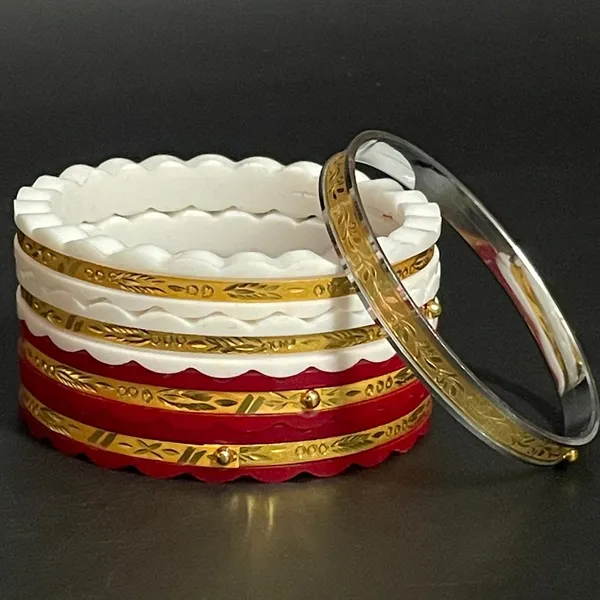 Ptslife_Designer_Bangles_Set_Mix_Of_Goldtone,_White_And_Red_Bangles_For_Women(Size_22_To_28)