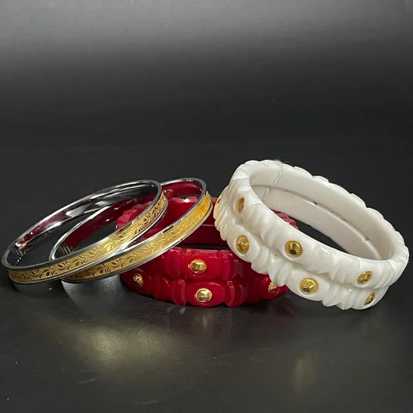 Ptslife_Carved_Bangles_Set_With_Gold_Studs_Traditional_Indian_Ethnic_Wear_Jewelry_For_Women