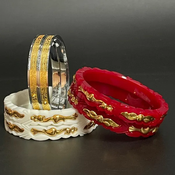 Set_Of_5_Colorful_Carved_Bangles_With_Gold_Detailing_For_Women