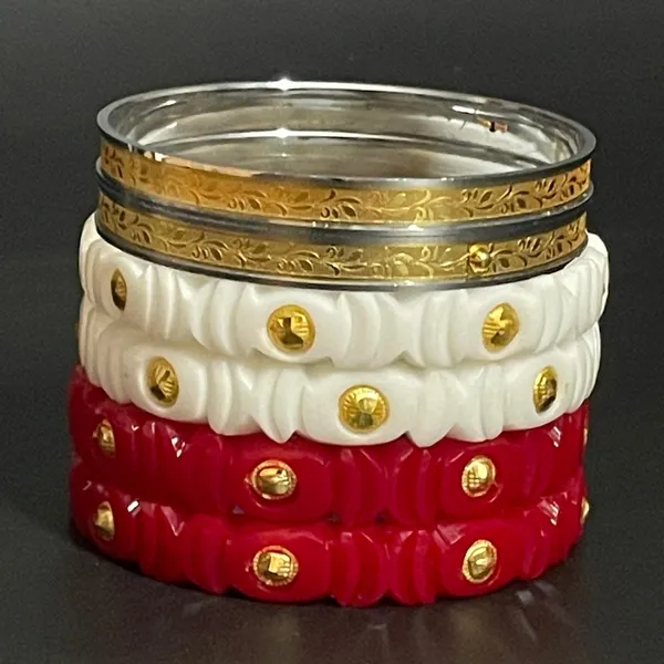 Ptslife_Carved_Bangles_Set_With_Gold_Studs_Traditional_Indian_Ethnic_Wear_Jewelry_For_Women