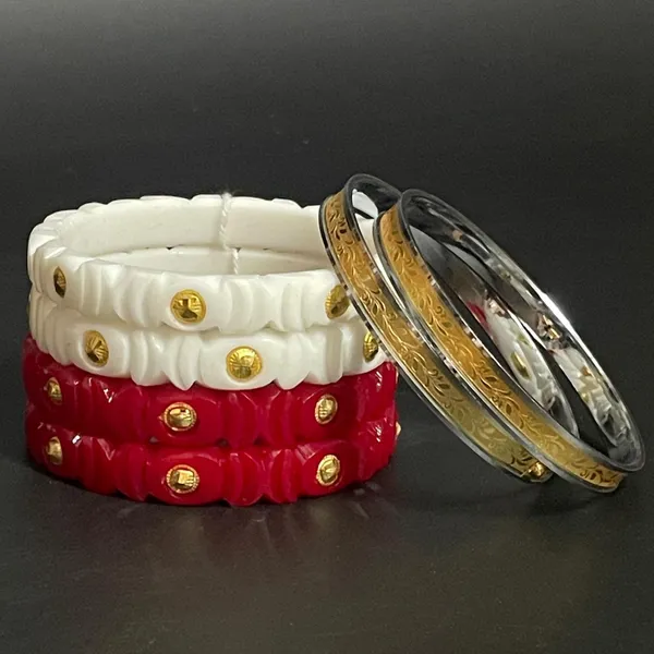 Ptslife_Carved_Bangles_Set_With_Gold_Studs_Traditional_Indian_Ethnic_Wear_Jewelry_For_Women