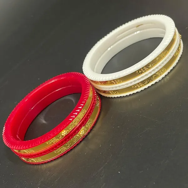 Ptslife_Designer_Goldplated_Bangles_Set_Red_And_White_With_Floral_Pattern_For_Women_(Set_Of_6)