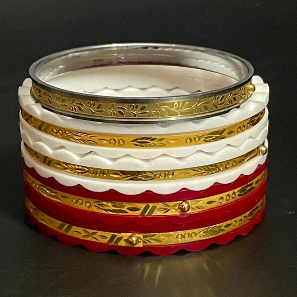 Ptslife_Designer_Bangles_Set_Mix_Of_Goldtone,_White_And_Red_Bangles_For_Women(Size_22_To_28)