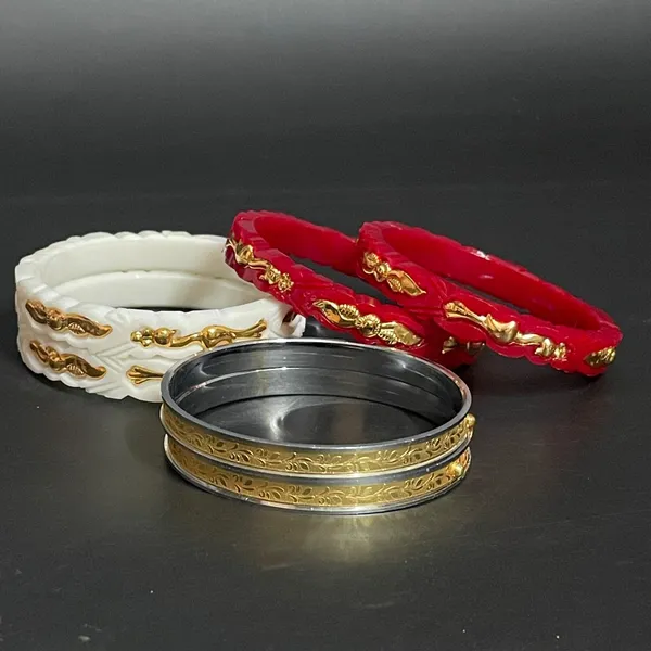 Set_Of_5_Colorful_Carved_Bangles_With_Gold_Detailing_For_Women