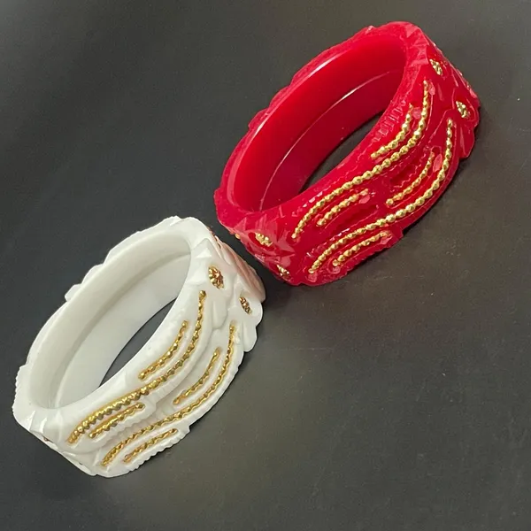 Red_Enamel_Bangles_With_Goldtone_Floral_Design_For_Women_(Set_Of_2)_Size_28