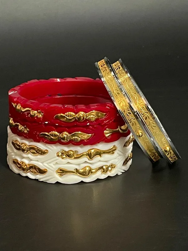 Set_Of_5_Colorful_Carved_Bangles_With_Gold_Detailing_For_Women