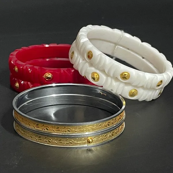 Ptslife_Carved_Bangles_Set_With_Gold_Studs_Traditional_Indian_Ethnic_Wear_Jewelry_For_Women